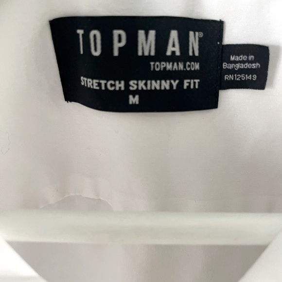 Topman Stretch Skinny Fit White Dress Shirt Size M, Chest 38”-40” - Picture 3 of 8